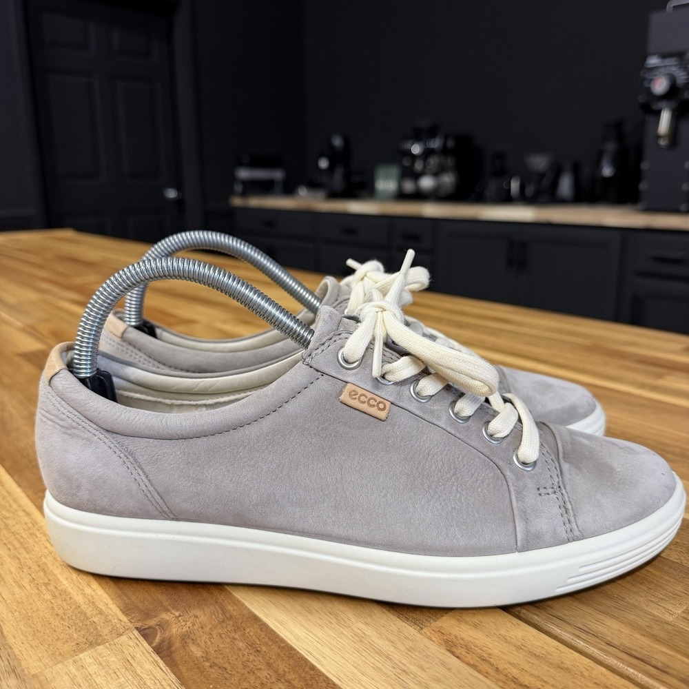 Ecco Soft 7 Shoes Womens Size 9 Gray Nubuck Leather Casual Comfort Walking